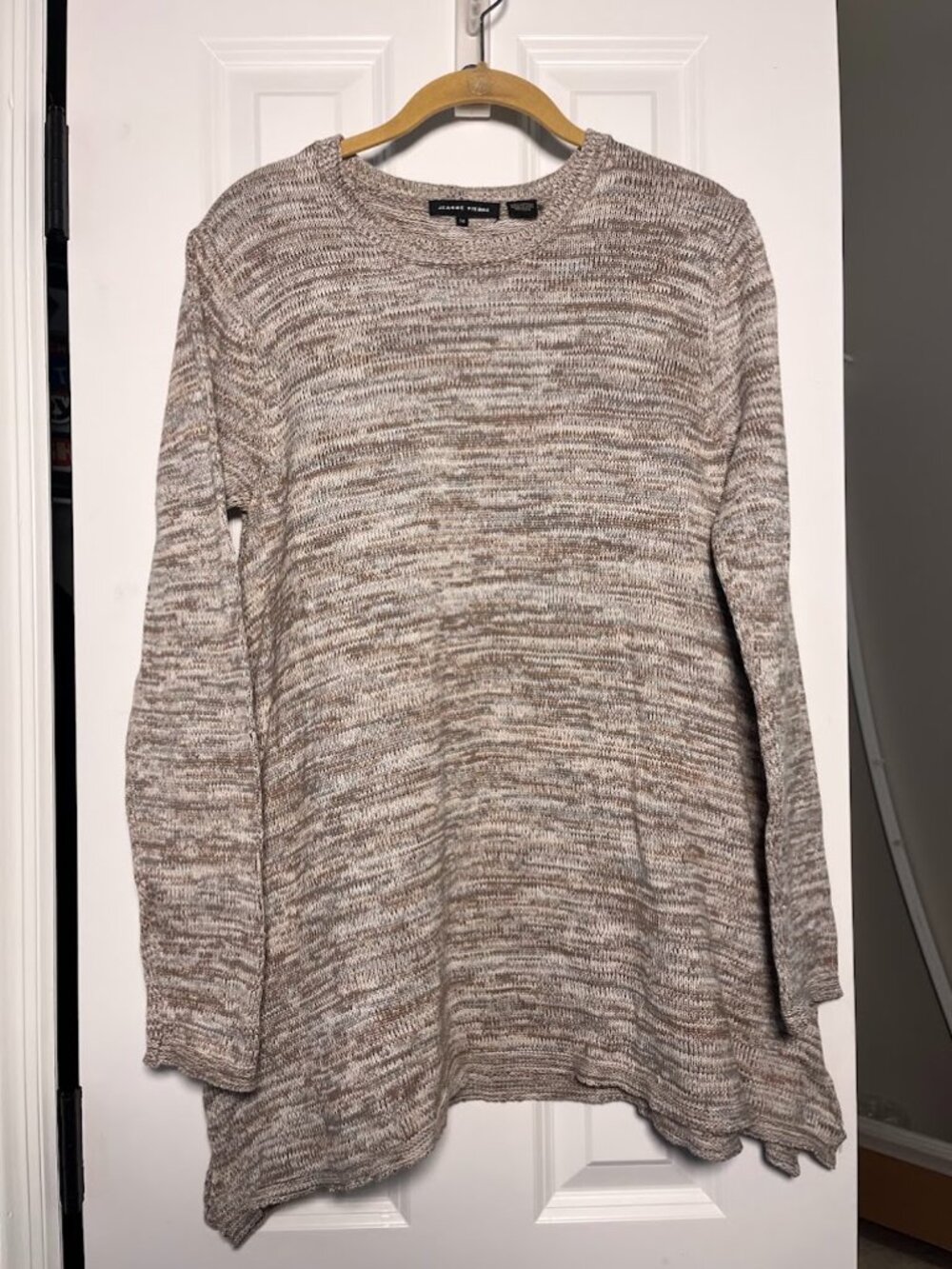 Jeanne Pierre 100% Cotton Marl Knit Crewneck Tunic Sweater Medium